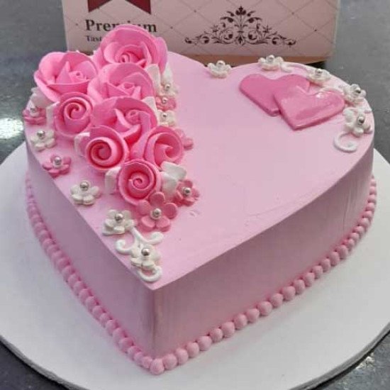 Blushing Blossom Heart Cake