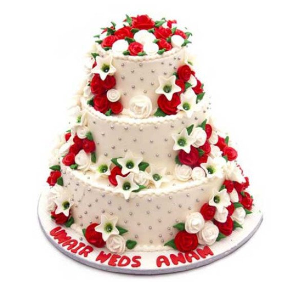 Kitchen Cuisine Red and White Rose Cake 10Lbs