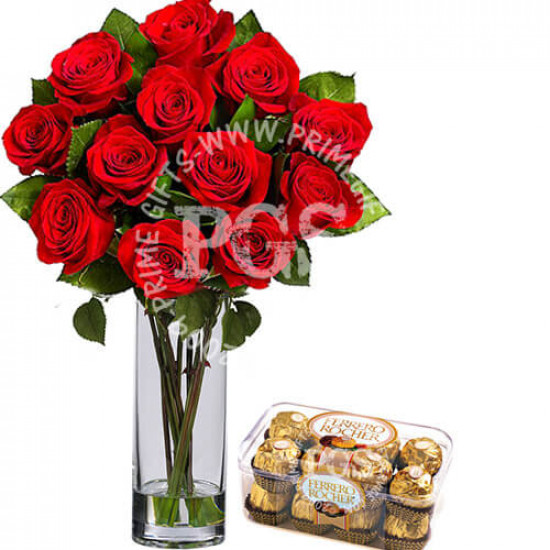 Bouquet de 12 roses CHOCOLAT